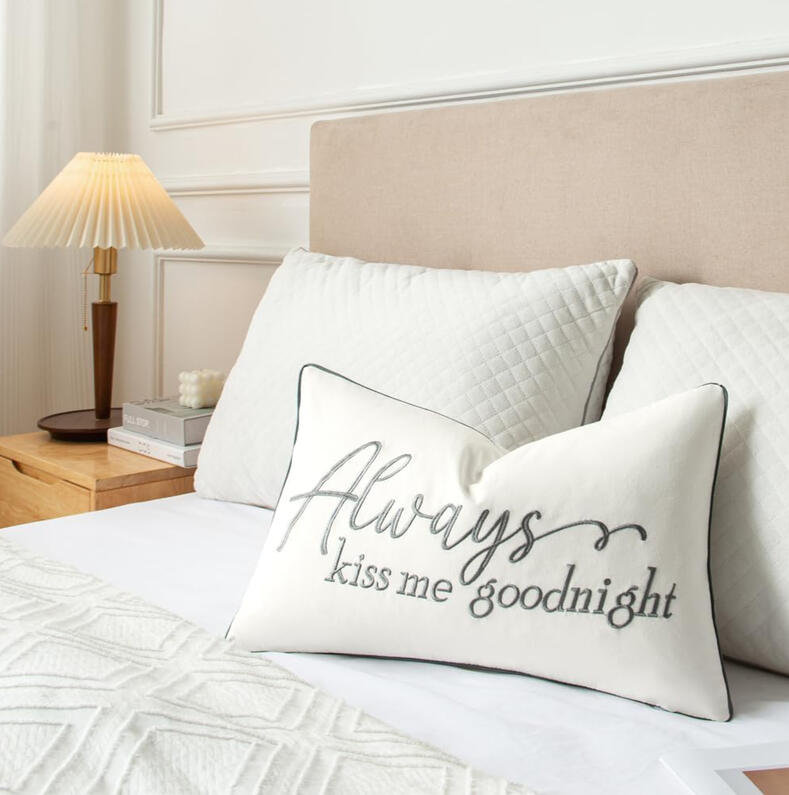 A sweet reminder stitched in soft cotton — perfect for your bed, bench, or reading nook.